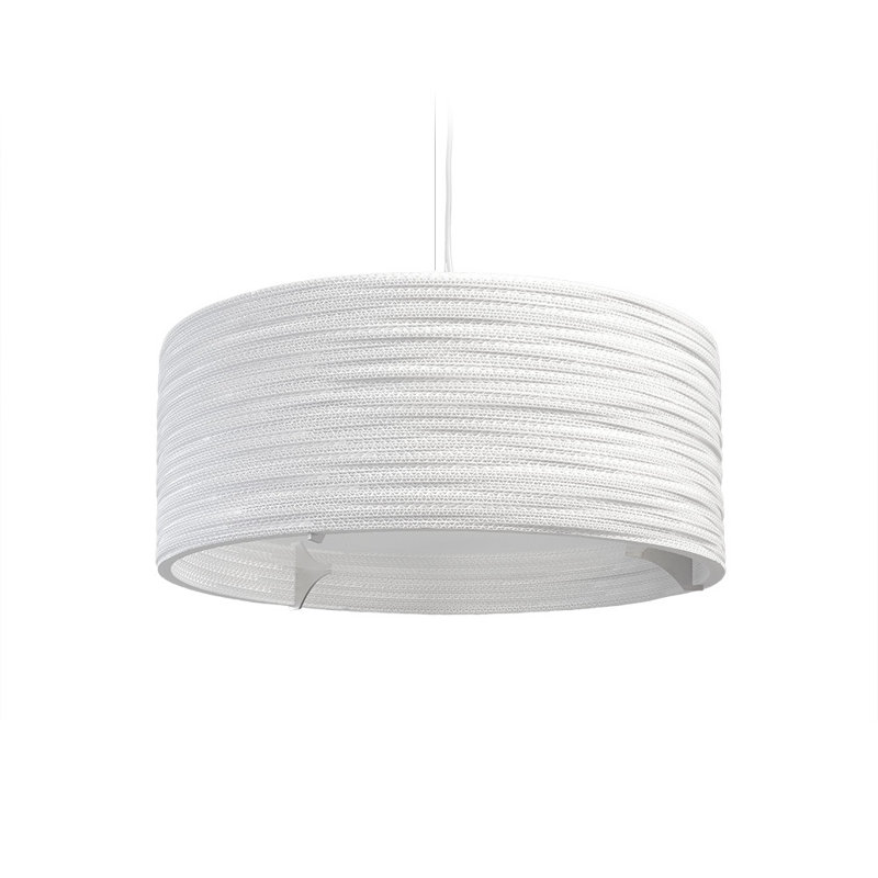 Scraplight Drum Recycled Cardboard Pendant Light, 60" H x 24" W x 24" D, White