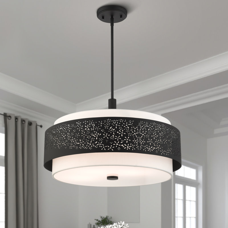 Aliou 5 - Light Dimmable Drum Chandelier, Black