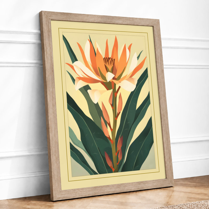 Orange Bloom Botanical - Print, Oak, A3 - 42.0 x 29.7 cm