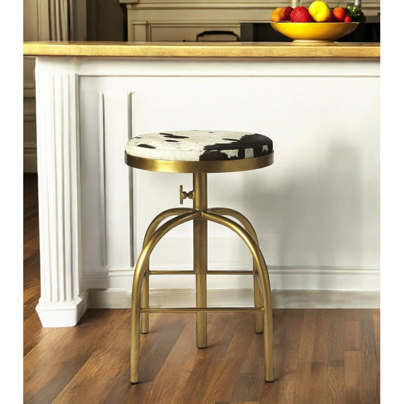 Grogan Genuine Hair-on-Hide Adjustable 26"-35"H Swivel Counter/Bar Stool