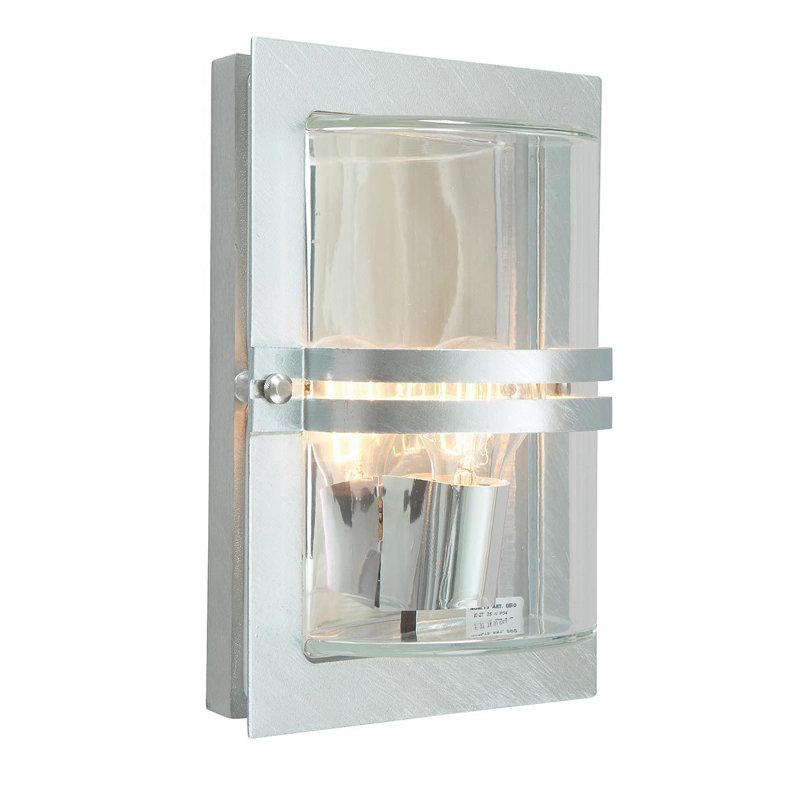 Basel Flush Mounted Sconce, E27 60W, Galvanised, Clear