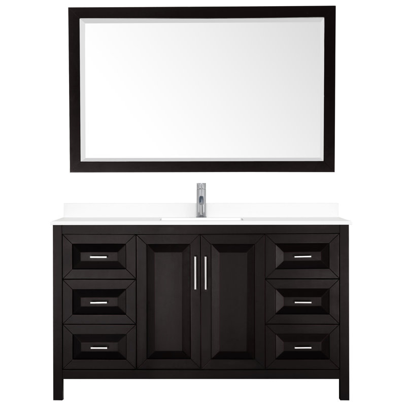 Daria 60'' W Single Vanity, White Cultured Marble, Dark Gray, Polished Chrome