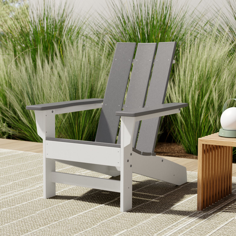 Ratcliff All-Weather HDPE Adirondack Chair, White/Light Gray