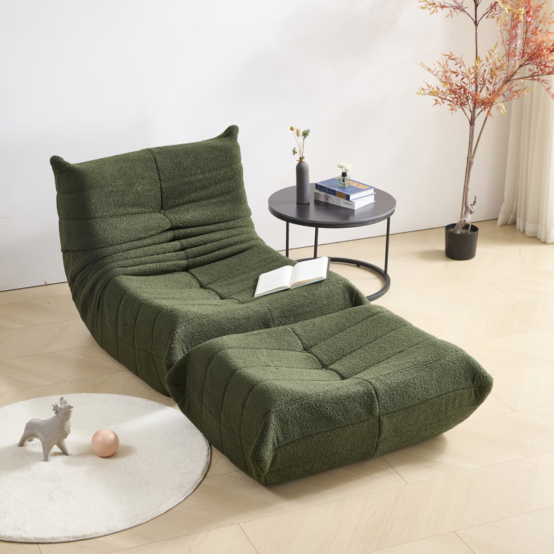Fauteuil à billes et chaise longue Teddy, Vert