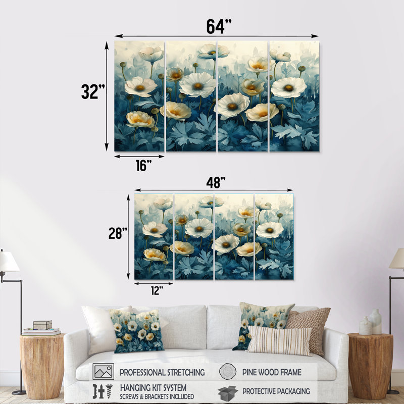 Swind - Poppies, ensemble d'art sur toile, H 32 po x l 64 po