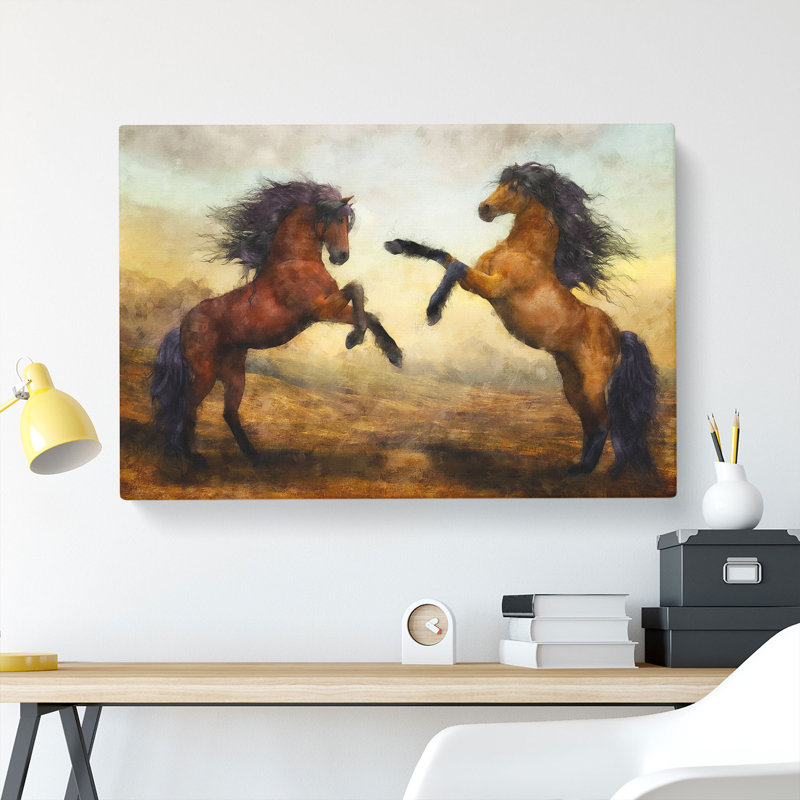 Two Wild Stallion Horses - Wrapped Canvas, 40cm H x 60cm W x 3cm D