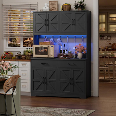 Garde-manger 71 po x 47,2 po avec lumières DEL, station de charge et portes de grange 71 po x 47,2 po