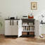 Armoire de rangement, buffet autoportant avec 2 portes et tablettes gris et blanc-129961287