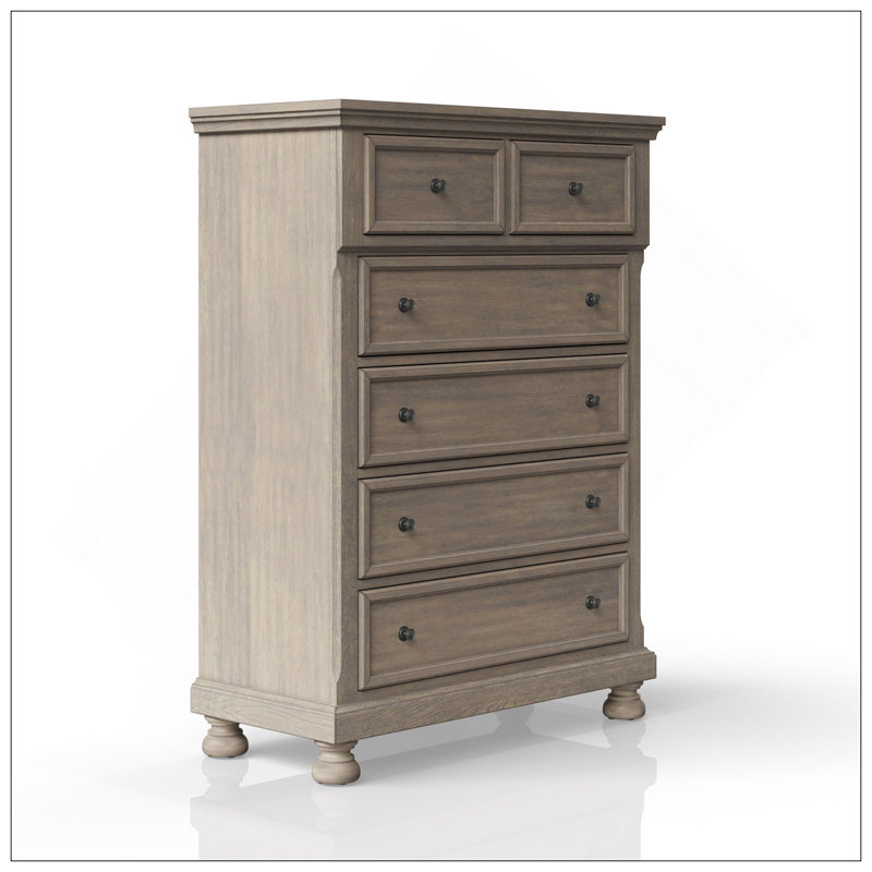 Commode 5 tiroirs Fitima, Gris
