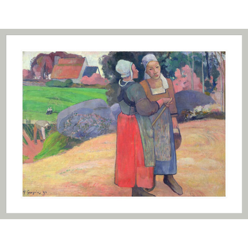 "Les paysans bretons" par Paul Gauguin - Estampe numérique encadrée, 31.82" H x 41.5" W