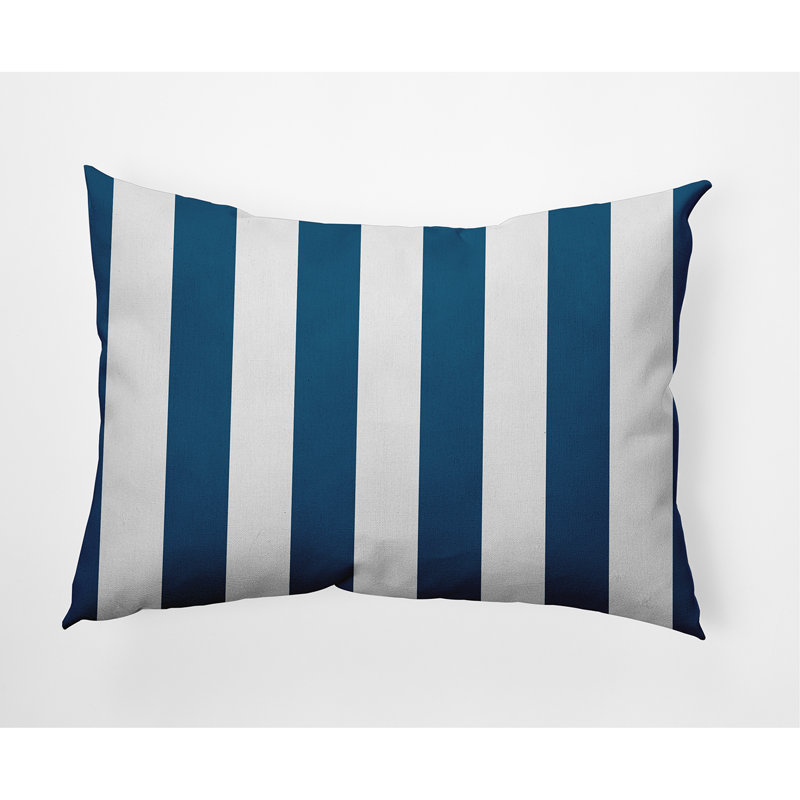 Housse et insert de coussin rectangulaire d'extérieur à rayures Rugby, Bleu / blanc