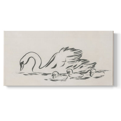 Croquis de cygne IV - Toile tendue avec châssis - Prêt à être accroché