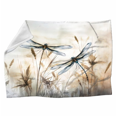 Botanical Nature Dragonfly Throw Blanket