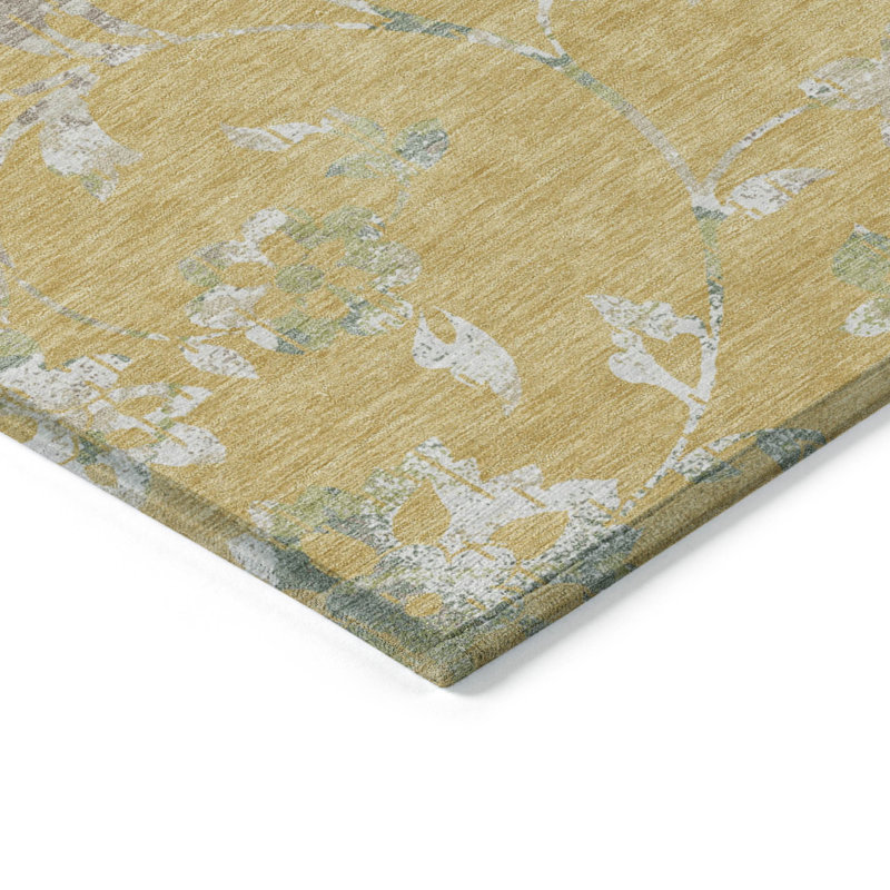 Malek Washable Floral Indoor / Outdoor Rug, Runner 2'3" x 7'6"