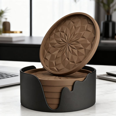 Sous-verres en silicone de qualité supérieure avec support, paquet de 6 tapis anti-dérapants pour boissons chaudes et froides, plateau profond épaissi pour une protection maximale contre les déversements sur toutes les surfaces de table