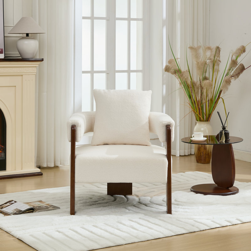Upholstered 3-legs Accent Chair, White