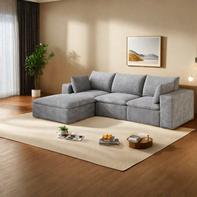 Canapés en nuage à compression, canapé modulaire en velours côtelé de 102 pouces pour une maison moderne