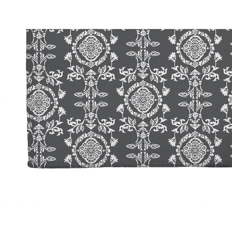 Jackie Thin Lightweight Kitchen Mat, Charcoal, Rectangle 5' x 7'