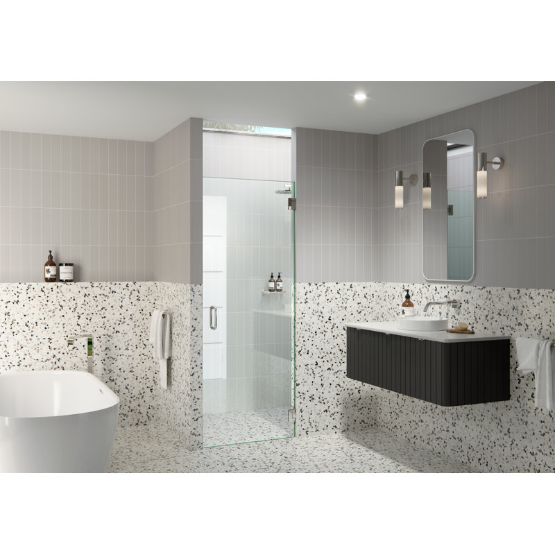 Albedo 25.5 in. x 78 in. Fully Frameless Hinge Shower Door, Polished Nickel