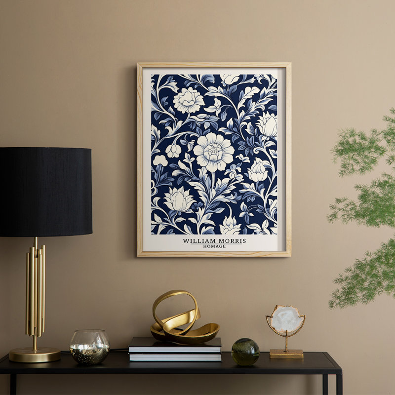 WM MORRIS Series DCCLXII Framed Print - Solid Wood, Natural, H 15 po x l 12 po