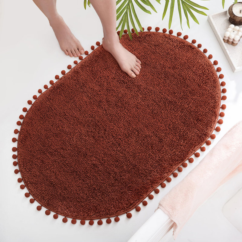 Tapis ovale avec tapis de bain Yyddeo, Simple - L 30 po x l 20 po, Terracotta