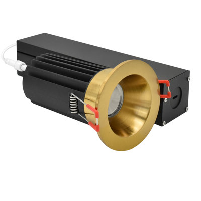 Luxrite 2 Inch LED Regressed Canless Light with Round Brass Interchangeable Trim, 5CCT, CRI90, Dimmable, 14/20W, 38° Beam, 1200/1700LM, 120-277V, ETL