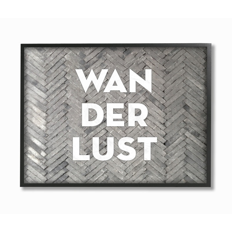 « wanderlust patterned briques », art textuel, H 20 po x l 16 po x P 1,5 po, Giclée encadrée noir minuit
