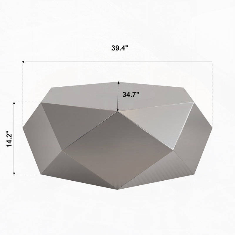 Table basse moderne en acier inoxydable, table de bout géométrique pour le salon, sans assemblage, Argent