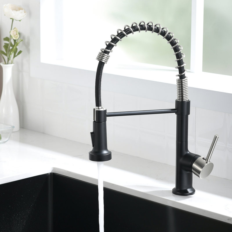 Robinet de cuisine rétractable - Corps en laiton, aspect noir et nickel, mode de jet multifonctionnel, évier moderne facile à nettoyer avec cartouche en céramique, processus d'installation,