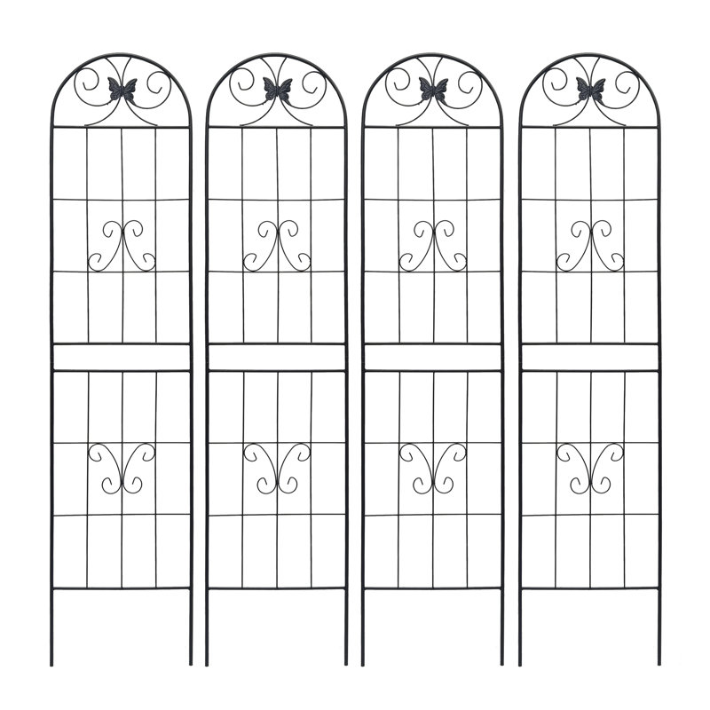 Ensemble de 4 treillis de jardin en métal antirouille de 19,7 po pour plantes grimpantes support de fleurs extérieur noir