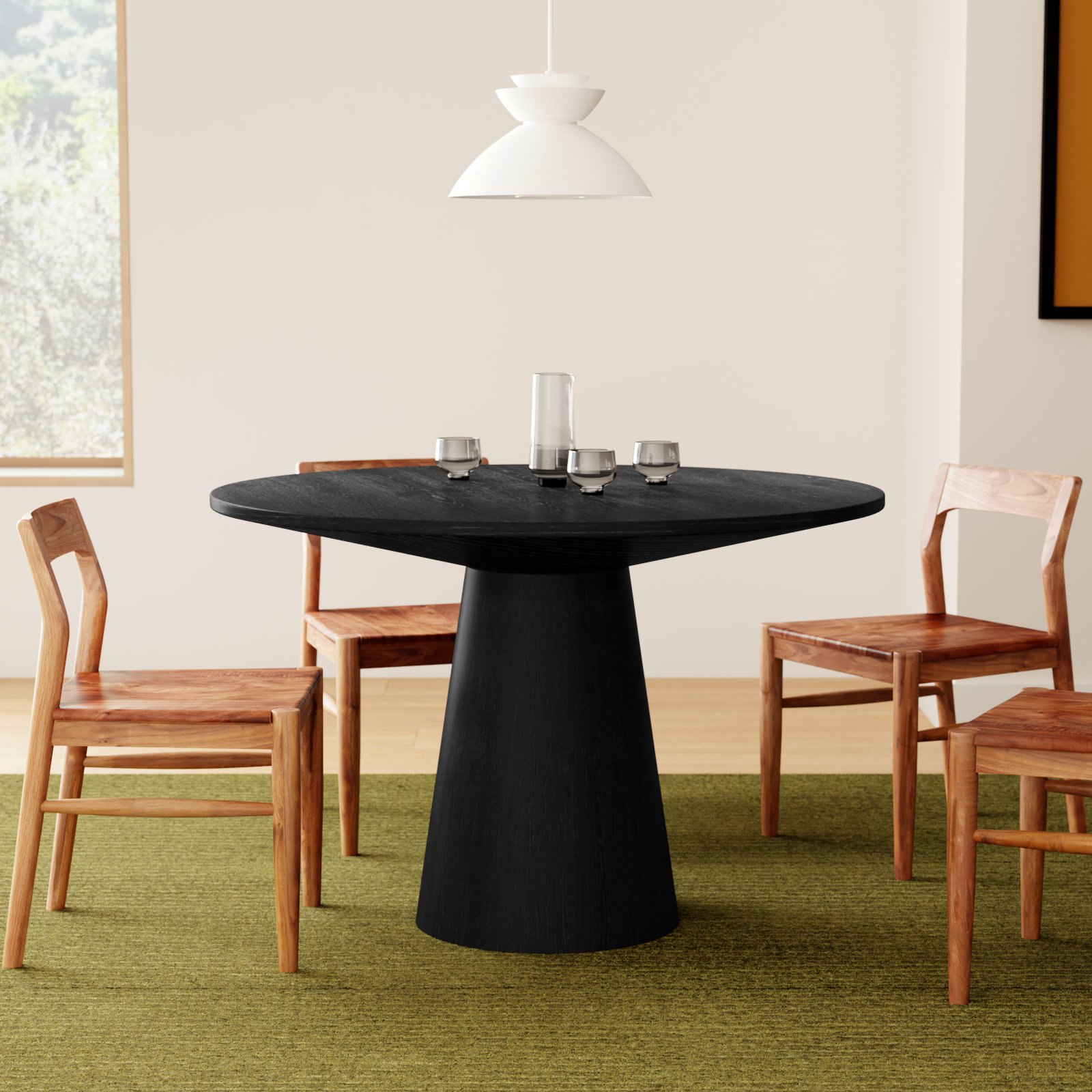 Wyatt Dining Table, Black, 31"H x 47"L x 47"W