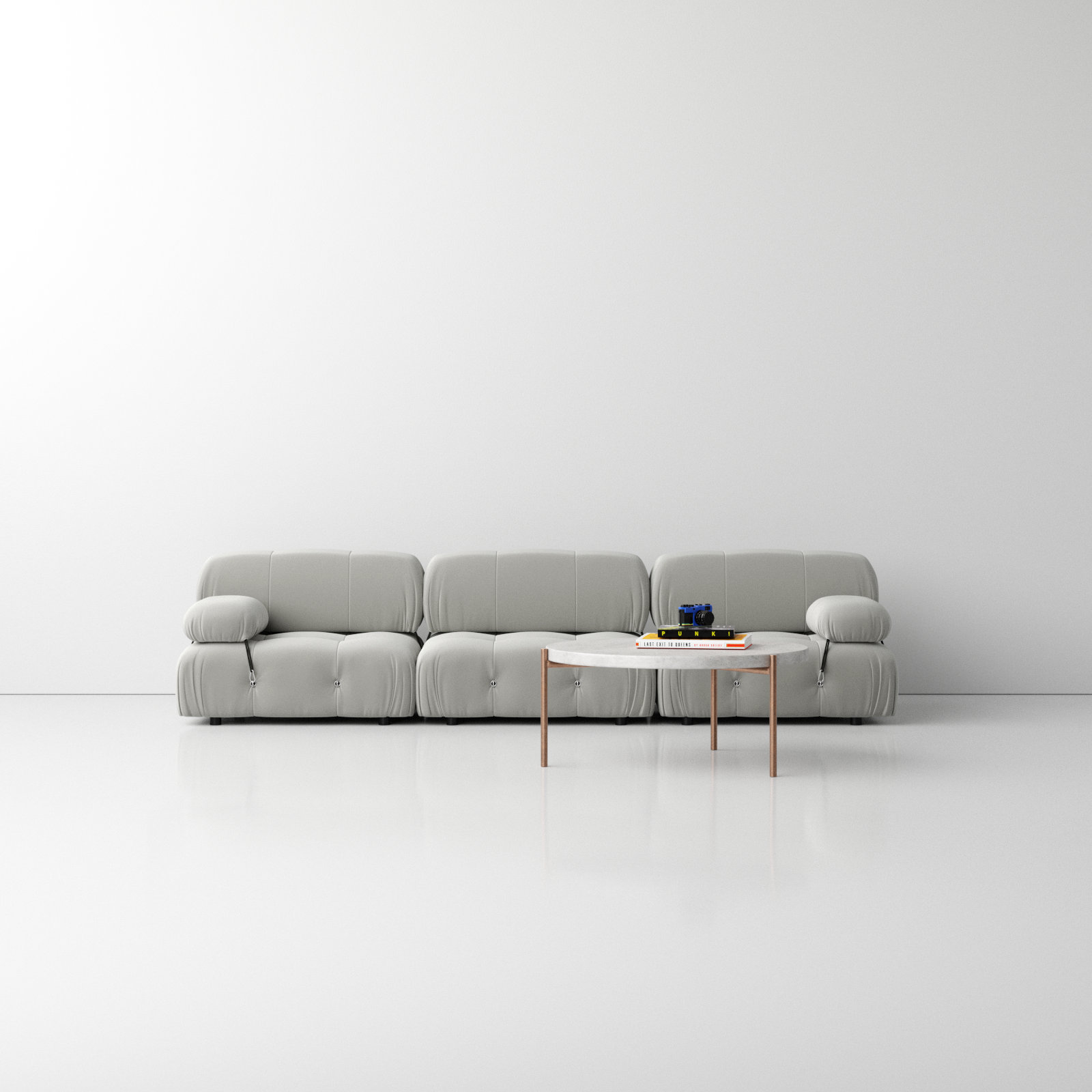 Mio 108'' Upholstered Sofa, Light Gray
