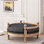 Lit pour animal de compagnie contemporain de taille moyenne l 27,98 po x P 15,05 po, revêtement, garniture cloutée, 100%, couleur gris anthracite moyen