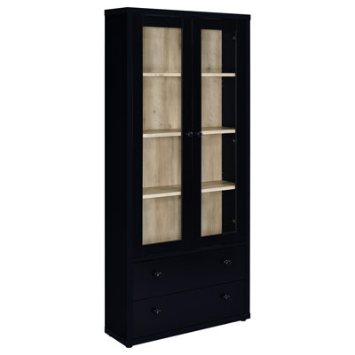 Bogard 4-Shelf Glass Door Tall Cabinet With Drawers by Ebern Designs