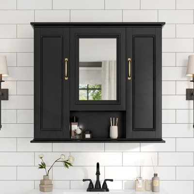 36'' Wall-Mounted Bathroom Mirror Cabinet With 3 Doors, Modern Storage Solution For Organized And Stylish Bathrooms