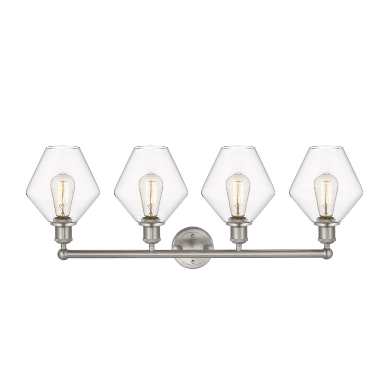 Éclairage de salle de bain à intensité variable 4 lumières Amylea, Transparent, Nickel satiné