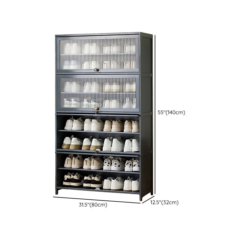 Range-chaussures à portes rabattables à 9 niveaux - Range-chaussures grande capacité avec portes translucides anti-poussière