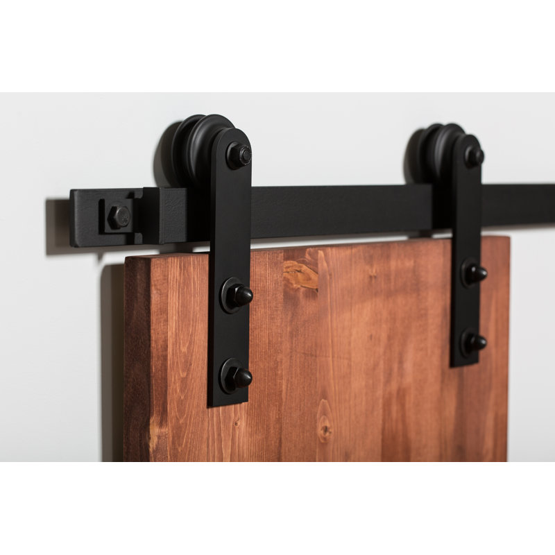 Ensemble de quincaillerie pour porte de grange coulissante 302, Noir, 72 po