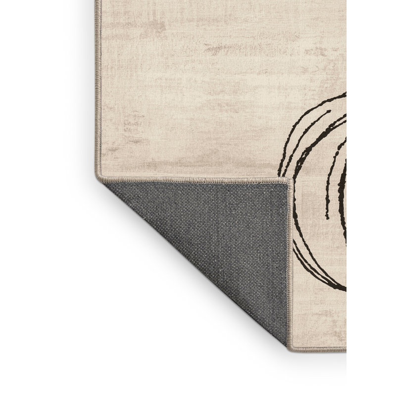 Tapis abstrait moelleux et doux à motif abstrait moderne et contemporain Estrada Thanksgiving - reliure beige, 4 x 2