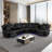 3 - Piece Vegan Leather Power Reclining Sectional Sofa Set with LED Lights and Wireless Charging Station-13803901