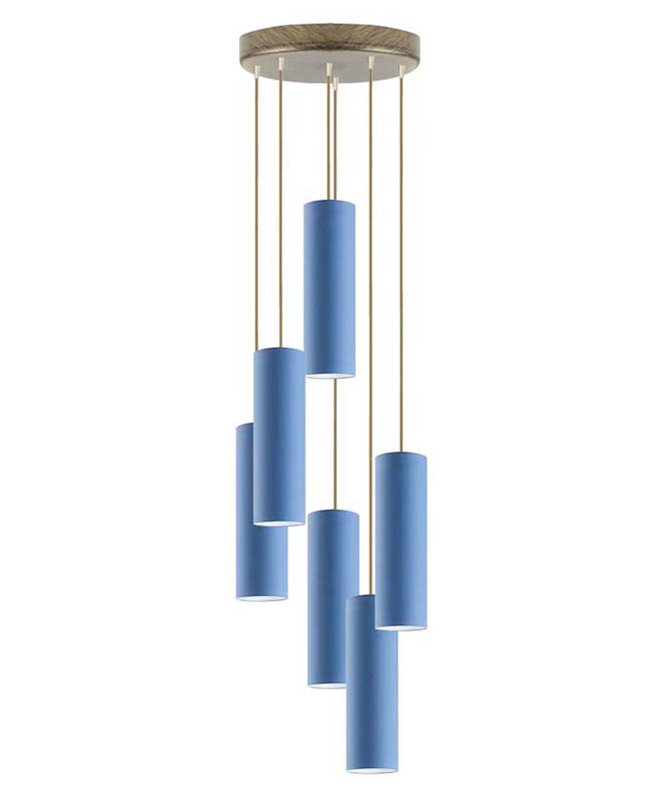 Denegal 6 - Light Cluster Pendant, Red, Brown