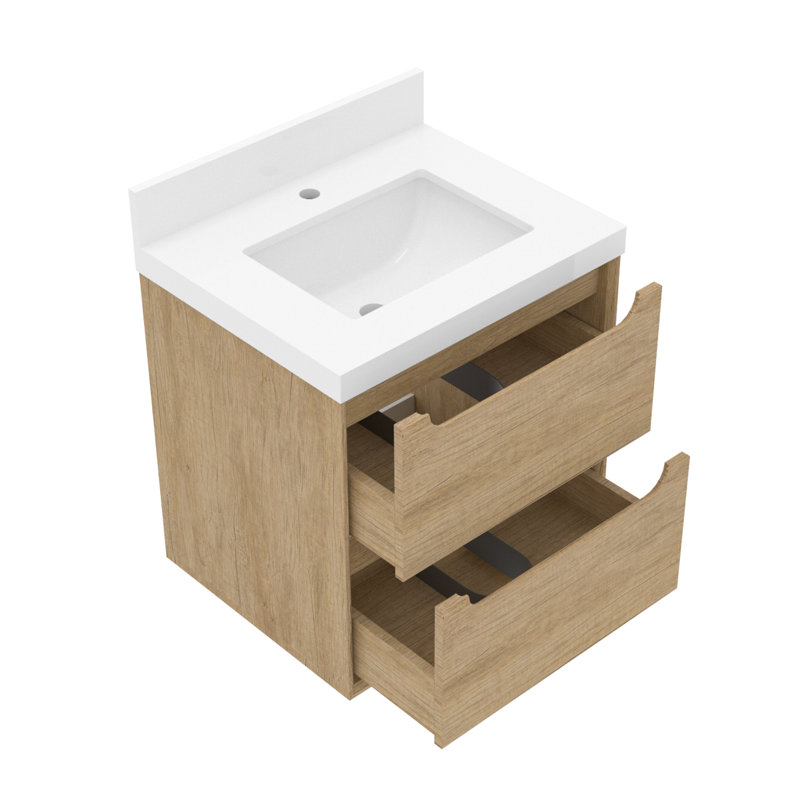 Meuble-lavabo simple 24 po avec comptoir en quartz et dosseret