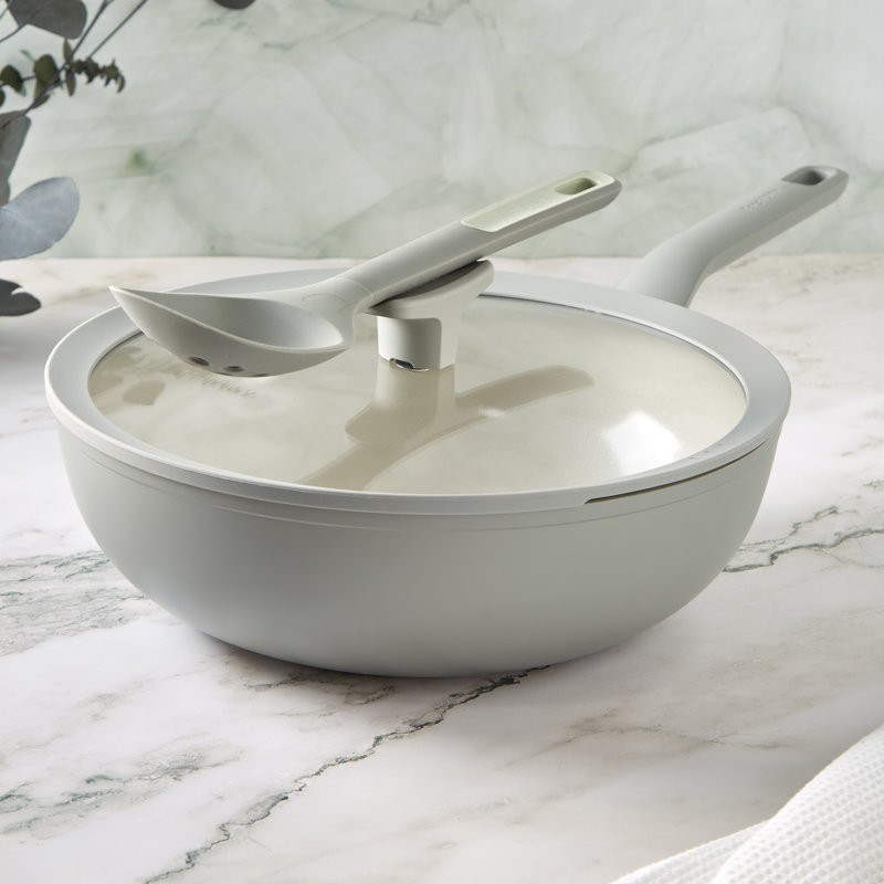 BergHOFF Leo Balance antiadhésif 4,4 pte Wok en céramique et aluminium avec couvercle en verre de 11 po, matériau recyclé