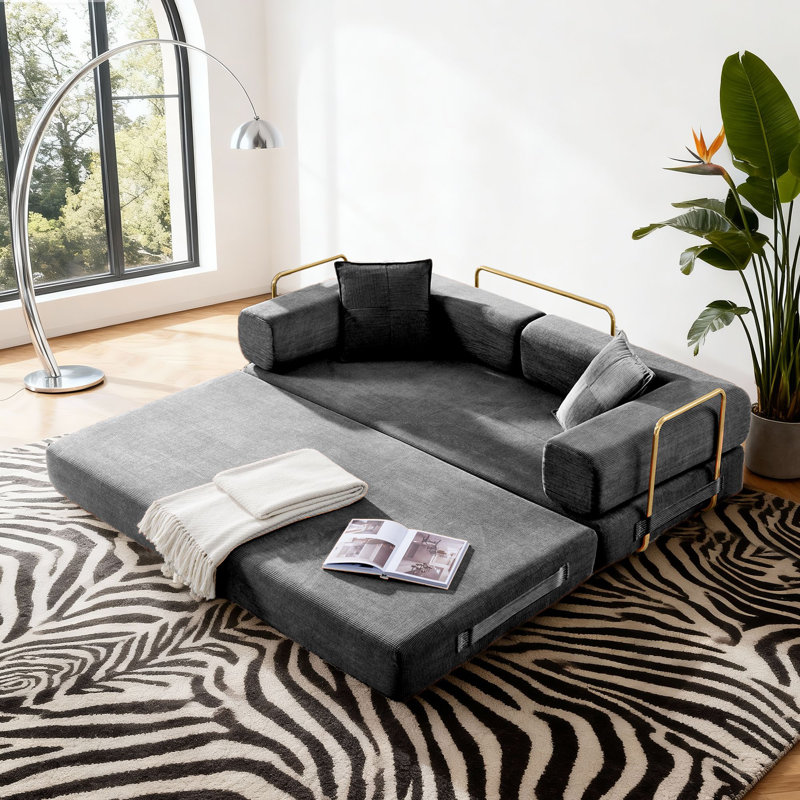 Divan-lit convertible Boneless 4-en-1, matelas de sol pliant, Gris