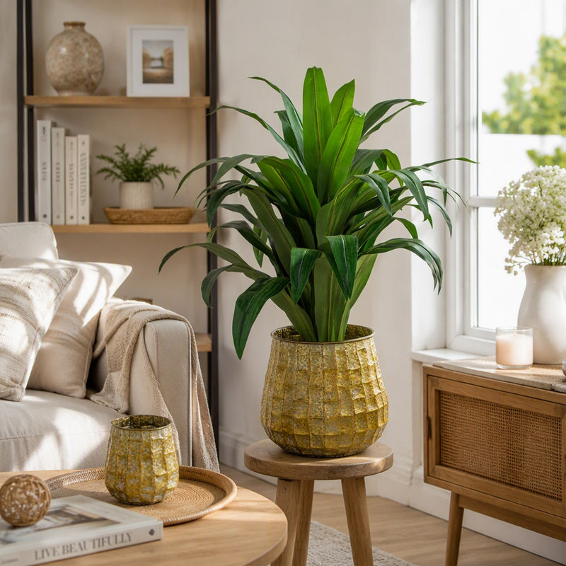 Ensemble de 3 jardinières en métal vieilli