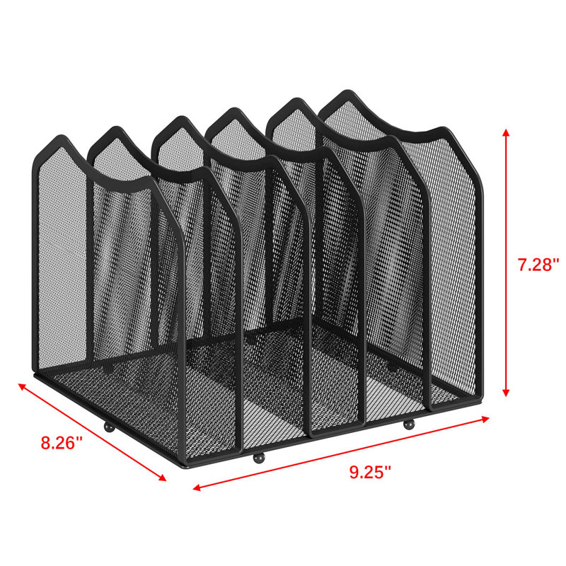 5-Section Mesh Desktop File Sorter Organizer