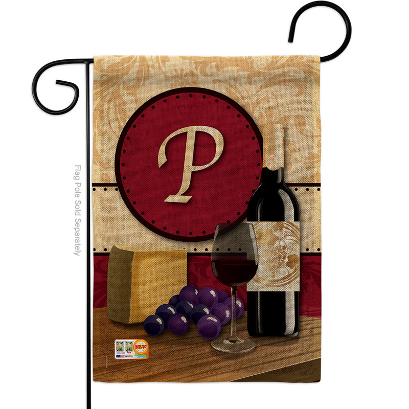 Ensemble de drapeaux 19 po x 13 po Wine H Initiale Happy Hour and Drinks, P