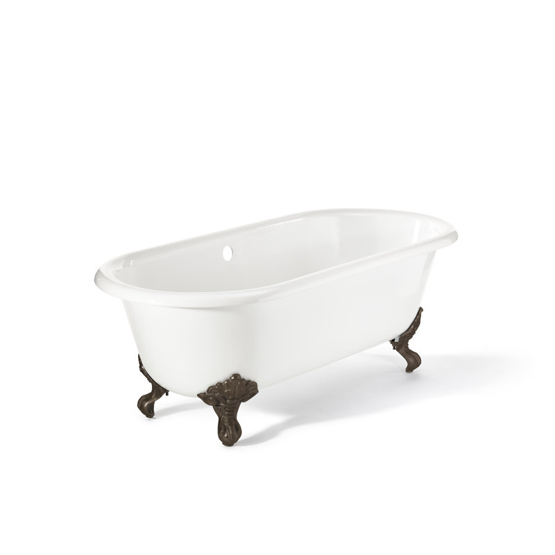Regal 61'' L Soaking Bathtub, Antique Bronze, White Interior with White Exterior