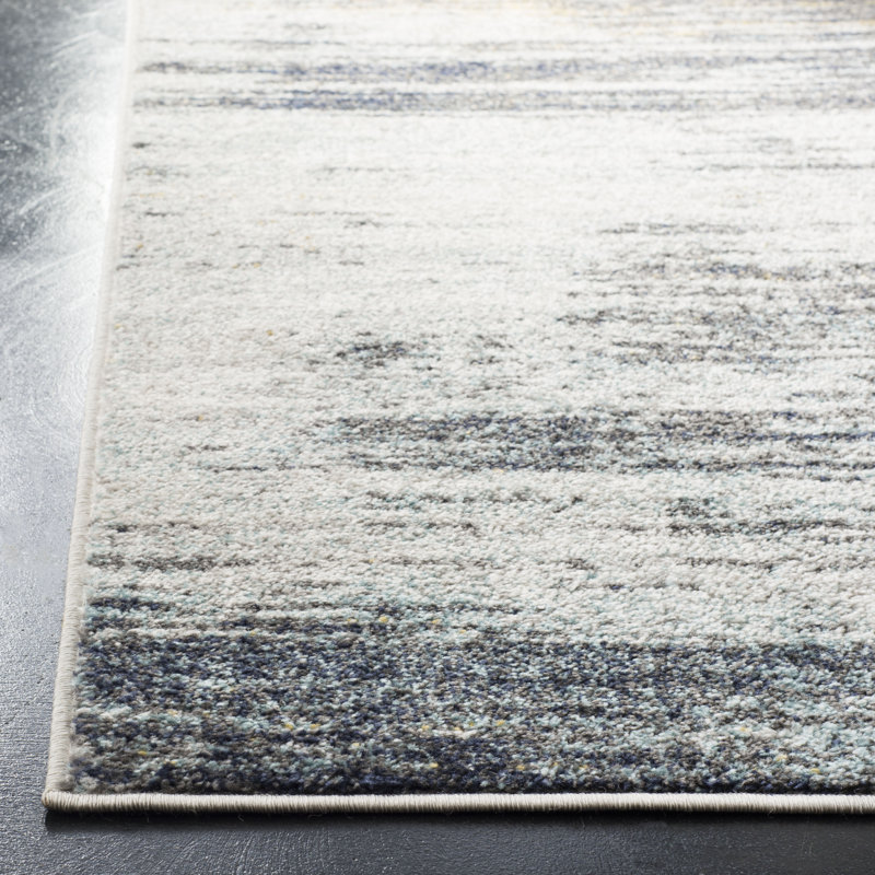 Riebe Light Gray/Black Area Rug, Runner 2'6" x 8'
