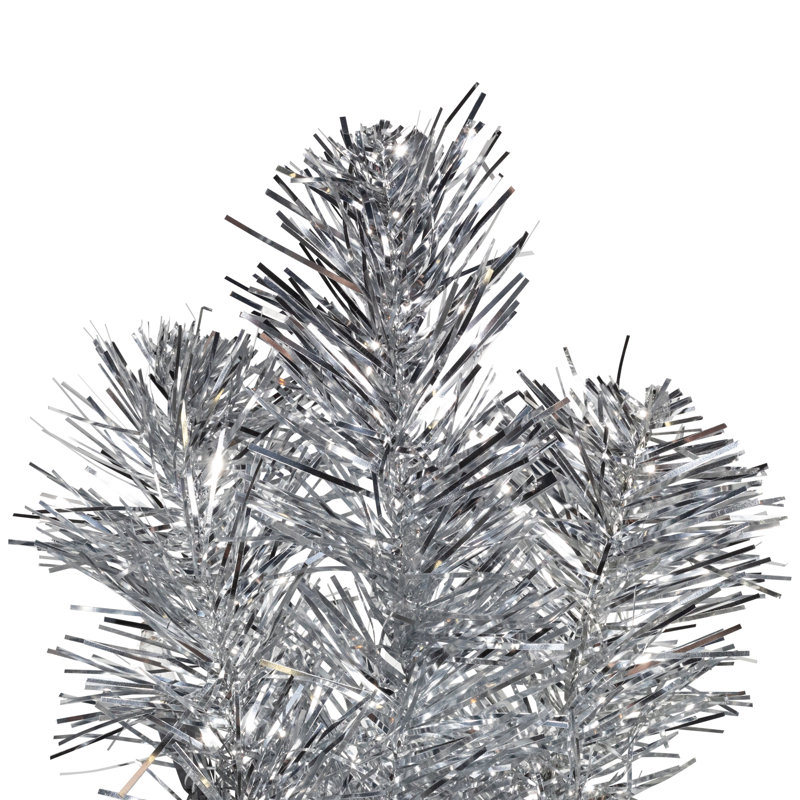 Pre-Lit Artificial Tinsel Christmas Tree - Silver, 7', Not Pre-Lit